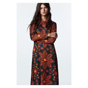 ZARA NWT Printed Midi Dress Blogger Favorite